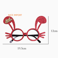 Lunettes de Noël style oreilles de lapin rouges, décorations de Noël, articles de fête pour enfants, montures de lunettes de Noël
