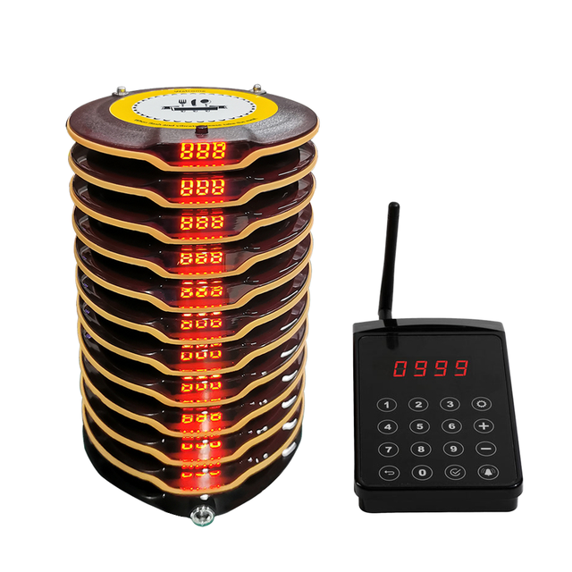 Wireless Restaurant Pager System with 10 Coasters Waterproof Beepers for Cafe Shop Food Court or Bar-Wireless Calling System