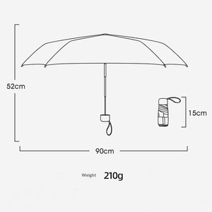 Ultra Light Manual Black Coating Small Folding Sun <b>Umbrella</b> with Capsule Design-Advertising Gift for Travel Use - Product Image 2