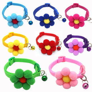 Ensemble collier et laisse en <span class=keywords><strong>mohair</strong></span> doux pour animaux <span class=keywords><strong>de</strong></span> compagnie, réglable avec étiquette d'identification, breloque clochette florale pour chats et petits chiens - Product Image 2