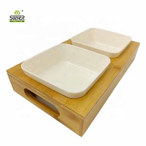 Tigela dupla para animais, tigela de bambu para cachorros e gatos - Product Image 5