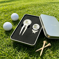 Kit de golf portable : Outil de réparation de divots professionnel Switchblade et marqueur de balle de golf en métal gravé pour golfeur professionnel