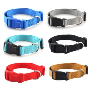 Hunde zubehör Benutzer definiertes Logo Blank Benutzer definiertes einfaches verstellbares Nylon-Hunde halsband