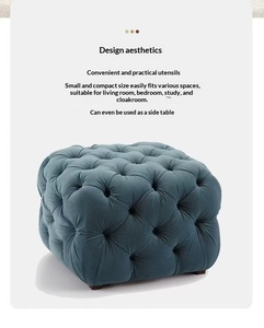 Tabouret bas en velours doux et lisse, repose-pieds <span class=keywords><strong>rose</strong></span>, bleu, beige, pour salon, chambre, siège de coiffeuse, mobile - Product Image 4