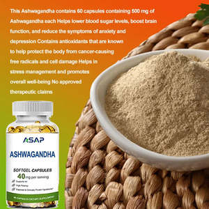 Cápsulas de Ashwagandha de Marca Privada ASAP, Suplemento Energético Orgánico de Grado Alimenticio para Adultos, 500 mg, Anti Estrés - Product Image 2