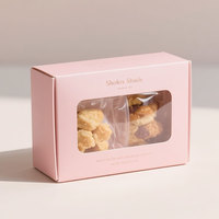 Scatola per dolci in carta personalizzata con PVC trasparente finestra scatola di imballaggio per alimenti con LOGO per dolci da forno confezione regalo scatola di cartone rosa