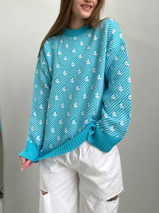 2025 mùa đông mới khí đi lại dễ phối áo len chui đầu dệt kim lỏng lẻo Áo len đi thuyền cổ thuyền xuyên biên giới phía trước - Product Image 5