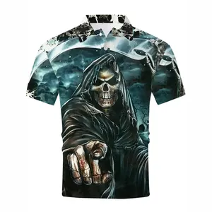 Halloween Mannen Custom Korte Mouw Golf Unieke Hiphop Stijl Ademende Digitale Print Polo Shirts