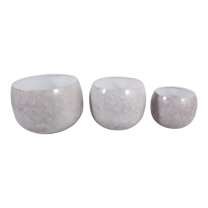 Set di 3 fioriere moderne rotonde in metallo per interni ed esterni, vasi decorativi per ingresso, soggiorno, ufficio. - Product Image 4
