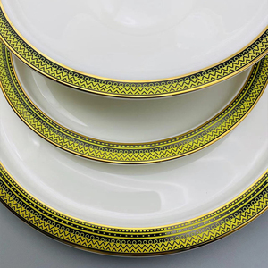 Platos de postre de 2 niveles de forma irregular de porcelana fina de cerámica de lujo moderno plato de buffet redondo plano de porcelana de hueso redondo creativo - Product Image 3