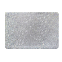 Set de table rectangulaire arrondi en PVC RNPT, finition argent perlé réfléchissant, anti-taches, réutilisable pour tables à manger