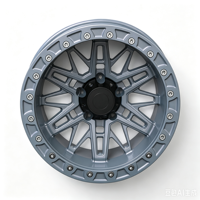 Ruedas Todoterreno JG de Aleación Forjada de Una Pieza, Acabado Mate Gris Plomo, Diseño Multirradio Simulado Beadlock, para Modificación de SUV y Camionetas