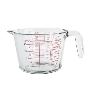뜨거운 판매 주방 베이킹 도구 측정 숟가락 컵 세트 붕규산 유리 측정 컵 핸들
