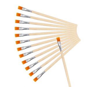 Petit pinceau à manche en bois pour enfants, rond et plat, pour peinture acrylique et aquarelle, matériel artistique - Product Image 4