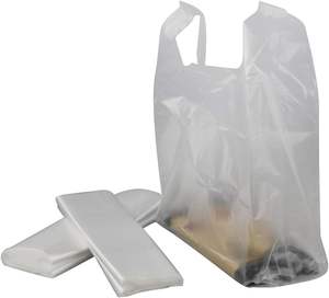<b>Clear</b> HDPE <b>Recyclable</b> T-Shirts <b>Bag</b> with Custom Size & Color for Grocery Shopping Carryout in Restaurants and Supermarkets - Product Image 5