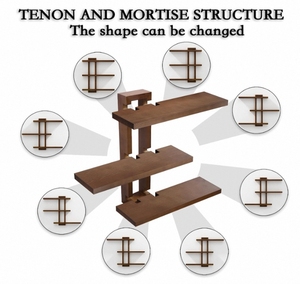 Hiện đại 3 Bộ gỗ nổi tường hiển thị Kệ thiết kế chạm khắc cho trang trí nội thất trong nhà bếp phòng tắm phòng khách - Product Image 4