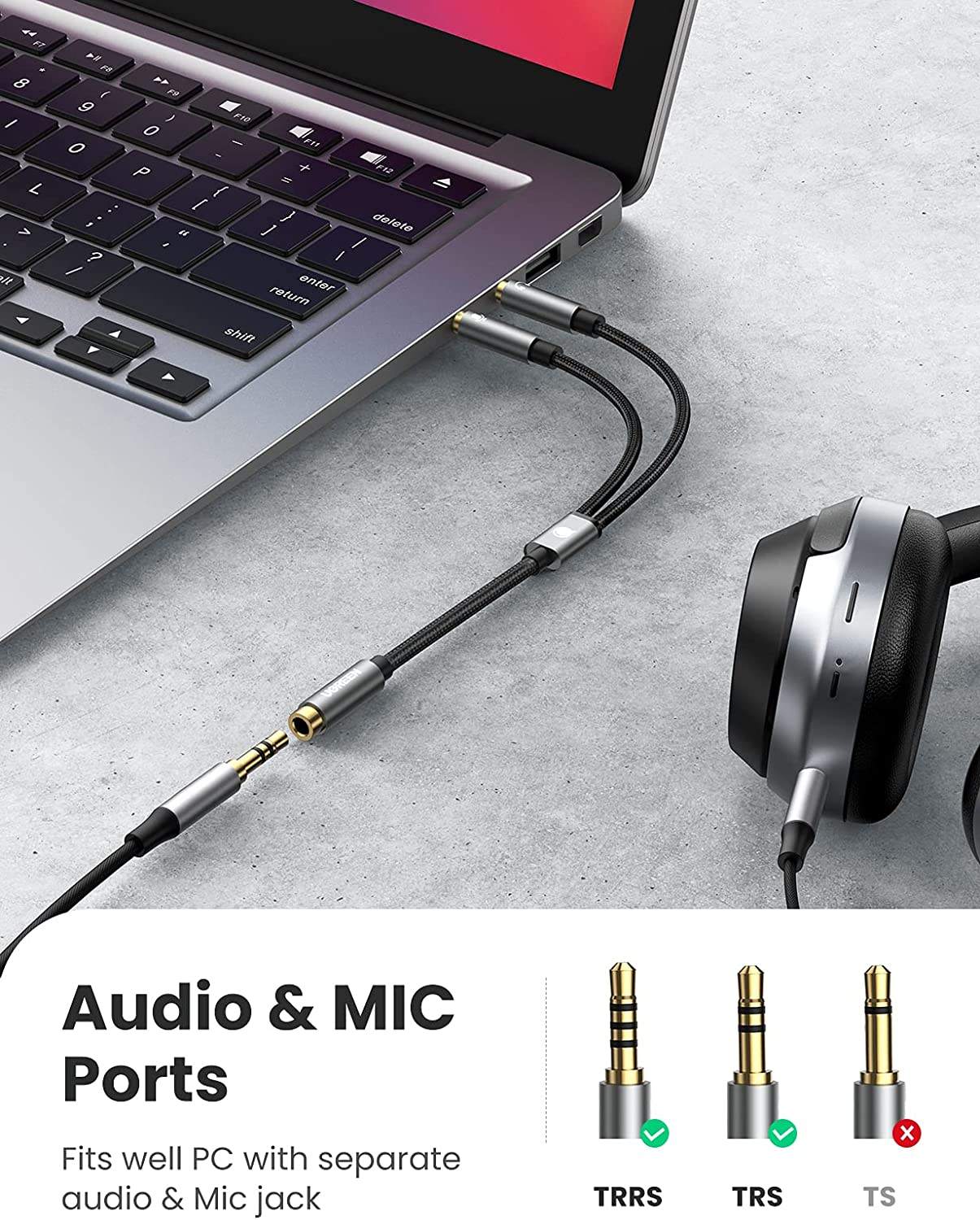 Jojolion 1 Cavo Splitter Audio 3,5 Mm A Y - Da 1 Donna A 2 Maschi, Per Cuffie E Microfono, 15 Cm Cavo Y Jack 3.5 Mm Per Cuffie Microfono Splitter Stereo - Foto 8