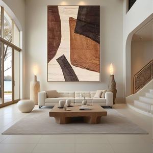 Grande peinture sur toile encadrée abstraite, aux couleurs terreuses Meilade, style Wabi Sabi moderne, art sur toile fait main pour la maison et les galeries - Product Image 5