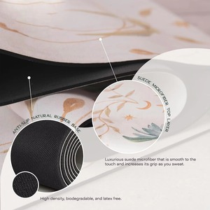 เสื่อโยคะผ้ากำมะหยี่พิมพ์ลายสีสันสดใสแบบ OEM พร้อมกระเป๋าพับเก็บได้รักษ์โลกและกันลื่น - Product Image 3