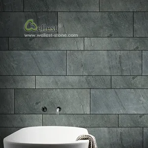 Sea Green Grey thin slate flexible natural stone wall veneer for bathroom wall