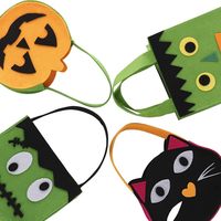 Sac et seau à bonbons d'Halloween en feutre non tissé écologique 2026 pour la collecte de friandises et les décorations