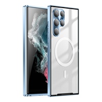 Coque arrière magnétique ultra-fine antichoc de luxe givrée en PC + alliage pour S23 S22 S21 Ultra
