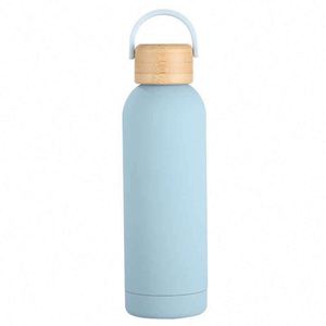 Minimalist Stainless Steel Vacuum Tumbler With Wooden Lid Travel <b>Bottle</b> Beige Color Double Wall Insulated 24 Hour Thermal - Product Image 4