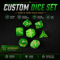 Dés polyédriques en acrylique, 7 pièces, kit complet de dés de jeu, résistant à l'usure, motif de surface personnalisé pour accessoires de jeu de société