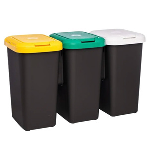 Contenedor de Basura para Recolección de Residuos Separados 75L 79x32x48 Cm con 3 Compartimentos - Product Image 1