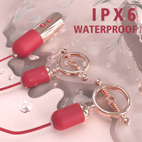 Bestseller Geschenk 2-in-1 BDSM Leder-Nippelklemmen Klitoris-Stimulation Vibrations-Ei Wasserdichtes Sexspielzeug für Frauen Masturbation