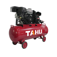 Compresseur d'air à essence 7HP 100L, compresseur portable industriel à entraînement par courroie pour la construction mobile et l'exploitation minière