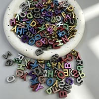 Perles de lettres colorées électroplaquées 9x12mm, lot en vrac et perles en vrac en gros pour la fabrication de bijoux et l'artisanat DIY