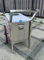 Chariot mobile de vente de crème glacée avec congélateur isotherme en acier inoxydable, chariot à gelato de rue, chariot de stockage à froid pour bâtonnets glacés