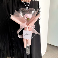 Matériel d'emballage en plastique DIY pour boules de fleurs Bobo en forme de cœur, boîte d'emballage en acrylique, fournitures d'emballage pour bouquet de cadeaux pour la fête des mères et les anniversaires