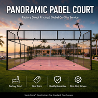 Pista de Pádel Panorámica Profesional para Exteriores, Conjunto Completo con Estructura de Acero, Vidrio Templado de 12 mm, Césped Artificial Opcional