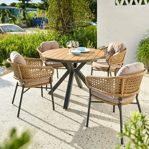Ensemble <span class=keywords><strong>de</strong></span> meubles en rotin tressé pour <span class=keywords><strong>jardin</strong></span>, prêt à être expédié, table <span class=keywords><strong>de</strong></span> patio <span class=keywords><strong>de</strong></span> 2,2 m avec 6 à 8 chaises, vente chaude, table en bois <span class=keywords><strong>plastique</strong></span> d'extérieur - Product Image 2