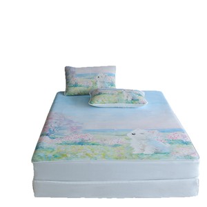 1688 X Ice <b>Silk</b> Mat Set 1.5m 1.8m Cooling Summer Bedding Fitted <b>Sheet</b> Spring Flowers Design - Product Image 5