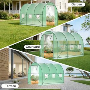 Serre tunnel de jardin extérieure robuste avec porte enroulable et fenêtres ventilées pour l'agriculture - Product Image 2