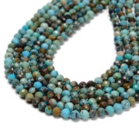 YMJ Original Hubei perles de pierre turquoise bleue 2mm 3mm 4mm 5mm perle ronde à facettes brillante pour la fabrication de bijoux