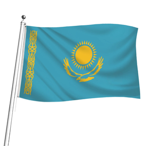 Bandera de Kazajistán (KZ) de Poliéster 100% de Alta Calidad, 3x5 Pies, para Uso en Seguros y Educación, Venta al Por Mayor - Product Image 1