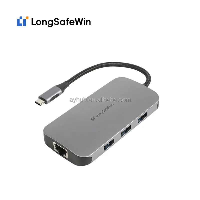 Type-C Dock Station Hubs with RJ45 USB3.0 PD Power SD3.0/Micro SD3.0 Card Reader Hot Plug for Laptop Phone TV-in Stock!
