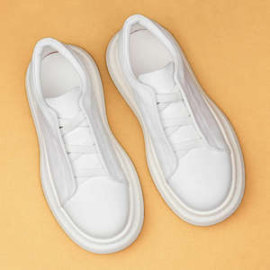 British leather men's <b>shoes</b>. New 2026 style. Business casual minimalist sporty color contrast thick-soled breathable white <b>shoes</b> - Product Image 4