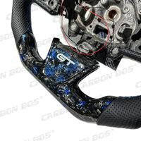 Volant en cuir personnalisé en fibre de carbone forgée bleue avec logo GT LED, adapté à Renault Megane RS/3/4