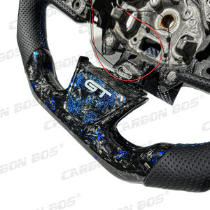 Volant en cuir personnalisé en fibre de carbone forgée bleue avec logo <span class=keywords><strong>GT</strong></span> LED, adapté à Renault <span class=keywords><strong>Megane</strong></span> RS/<span class=keywords><strong>3</strong></span>/4 - Product Image 4