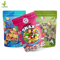 Sachets Doypack personnalisés en aluminium imprimé pour bonbons lyophilisés, emballage alimentaire en Mylar avec fenêtre transparente