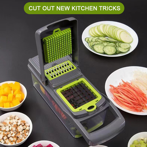 Accessoires de <span class=keywords><strong>cuisine</strong></span> en gros d'usine : Coupe-légumes manuel multifonctionnel en plastique 14 pièces, hachoir à légumes et oignons, <span class=keywords><strong>mandoline</strong></span> - Product Image 6