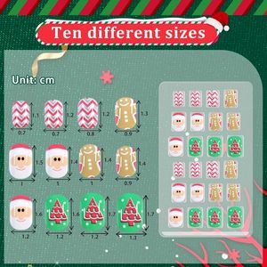 SIUSIO 120 <span class=keywords><strong>Uñas</strong></span> Acrílicas Autoadhesivas, Paquete de 5, para Niñas Pequeñas, Pre-Encoladas, Cobertura Completa, Dibujos Animados, Navidad, Arcoíris, Colores Degradados - Product Image 2