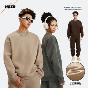 400 GSM Logo personalizzato in cotone girocollo a manica lunga in bianco felpa Casual da uomo - Product Image 1