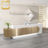 Bureau de réception incurvé au design moderne avec rangement et dessus en marbre pour spa salon entreprise usine meubles personnalisés en gros