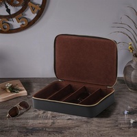 Étui à lunettes de soleil de luxe en similicuir PU avec logo personnalisé, fermeture éclair, boîte de rangement pour lunettes, organisateur d'accessoires pour lunettes